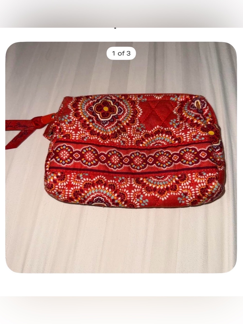 Vera Bradley Red Quilted Floral Wristlet